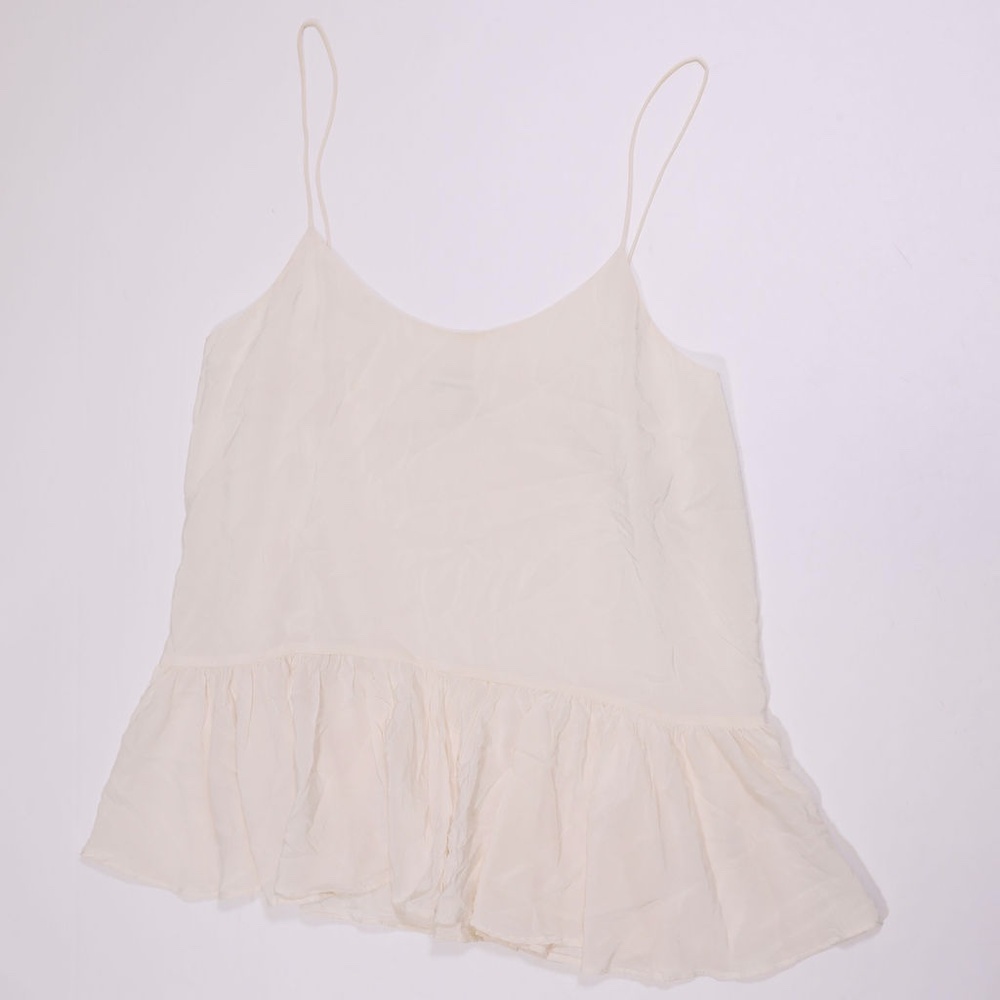 Club Monaco White Silk Peplum Ruffle Tank Top S